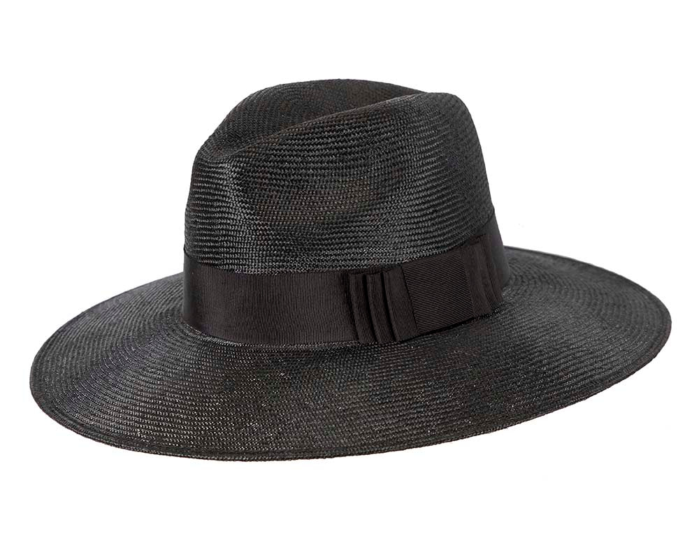 Black wide brim ladies fedora hat by Max Alexander - Image 2