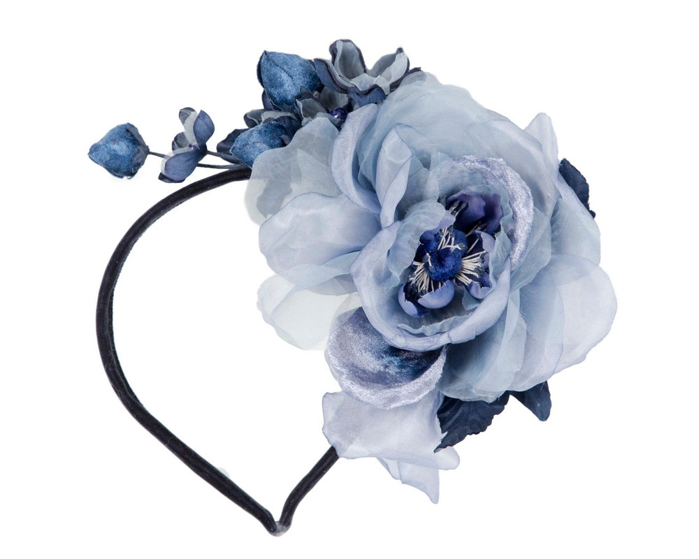 Blue & navy flower headband by Max Alexander - Image 2
