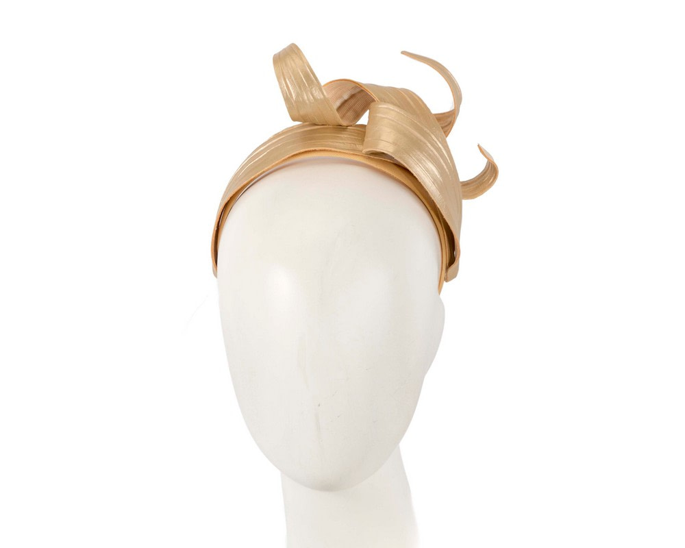 Gold PU leather leaves fascinator by Max Alexander