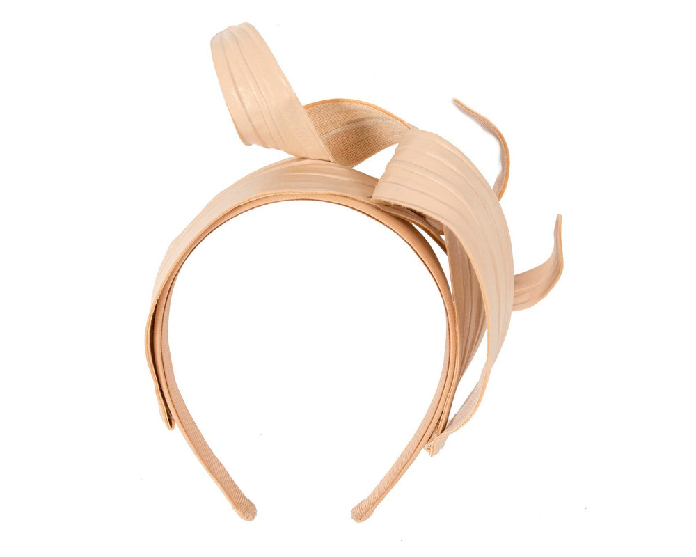 Nude PU leather leaves fascinator by Max Alexander - Fascinators.com.au Nude PU leather leaves fascinator by Max Alexander - Image 2