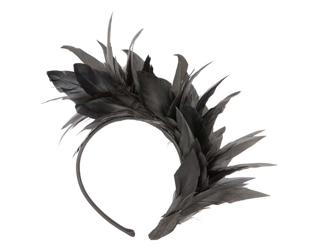 Black feather fascinator headband by Max Alexander - Fascinators.com.au Black feather fascinator headband by Max Alexander - Image 4