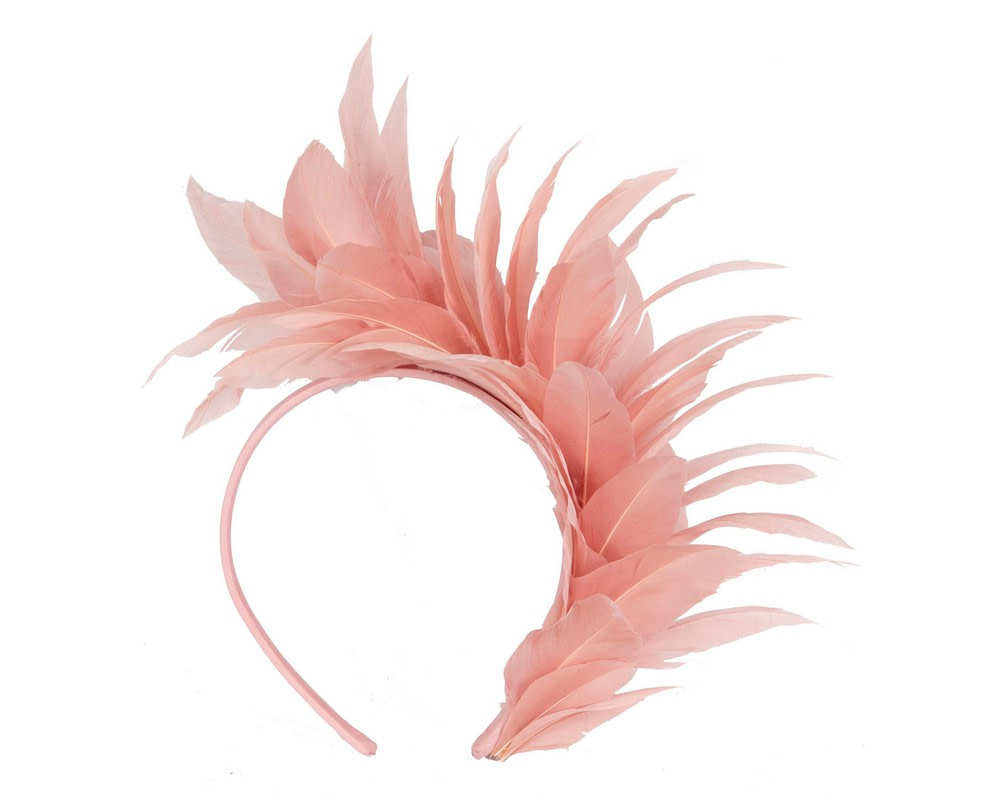 Dusty Pink feather fascinator headband by Max Alexander - Fascinators.com.au Dusty Pink feather fascinator headband by Max Alexander - Image 4