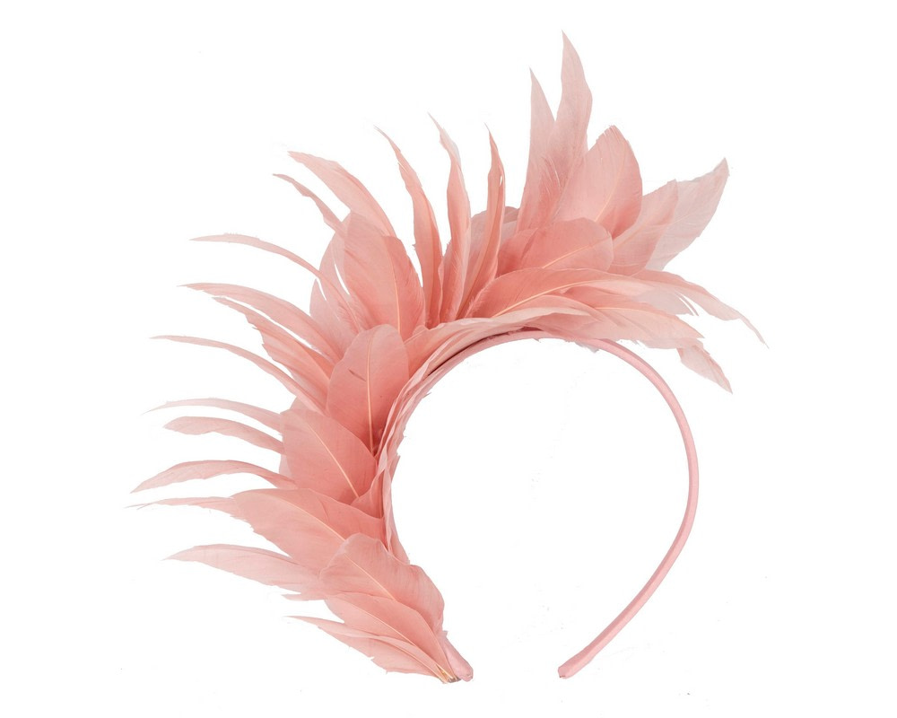Dusty Pink feather fascinator headband by Max Alexander - Fascinators.com.au Dusty Pink feather fascinator headband by Max Alexander - Image 2