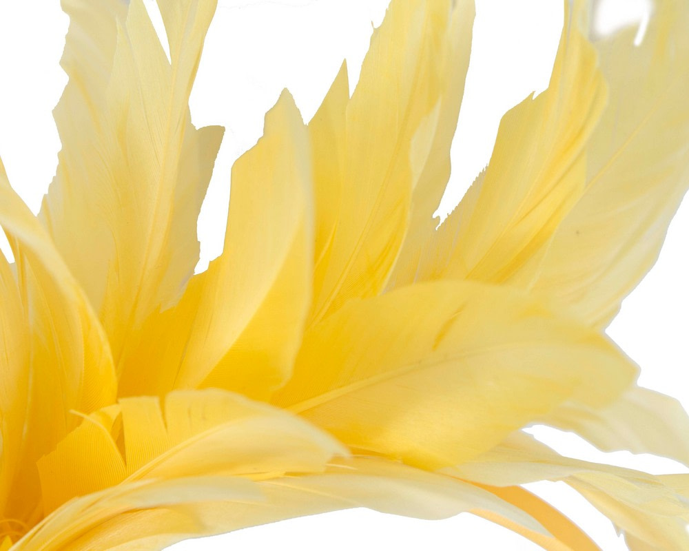 Yellow feather fascinator headband by Max Alexander - Fascinators.com.au Yellow feather fascinator headband by Max Alexander - Image 3