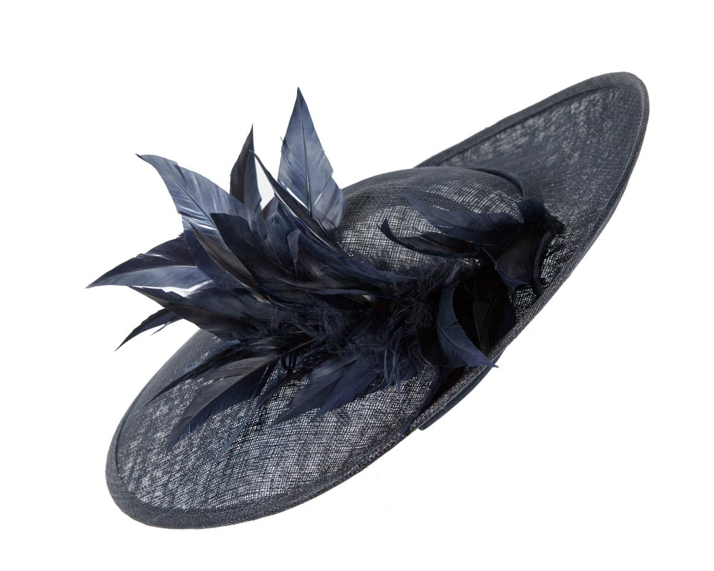 Large navy sinamay hat by Max Alexander - Image 5
