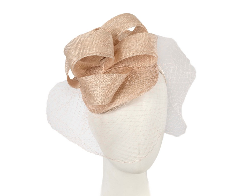 Nude fascinator with face veil by Max Alexander
