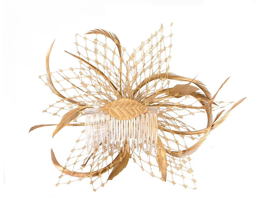 Gold Custom Made Fascinator by Cupids Millinery - Image 4