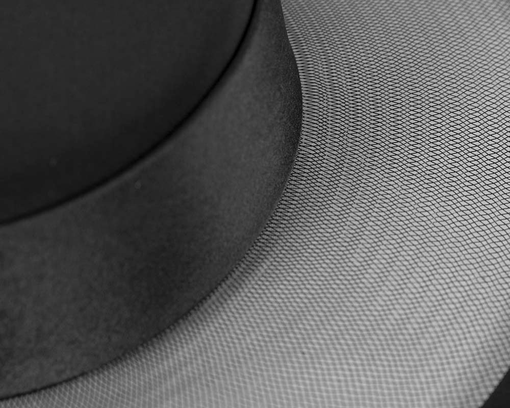 Custom made black boater hat by Cupids Millinery - Fascinators.com.au Custom made black boater hat by Cupids Millinery - Image 4