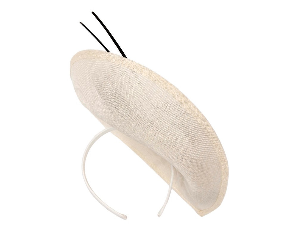 Cream fascinator with black bow and feathers - Fascinators.com.au Cream fascinator with black bow and feathers - Image 4