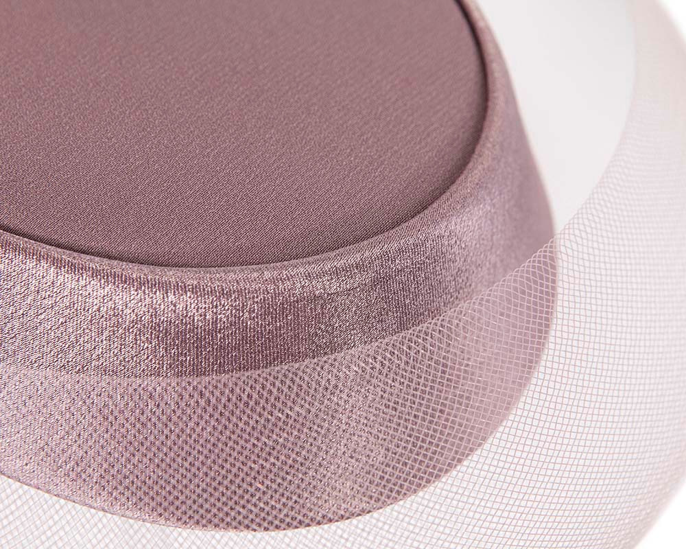 Custom made mauve cocktail hat by Cupids Millinery - Image 5