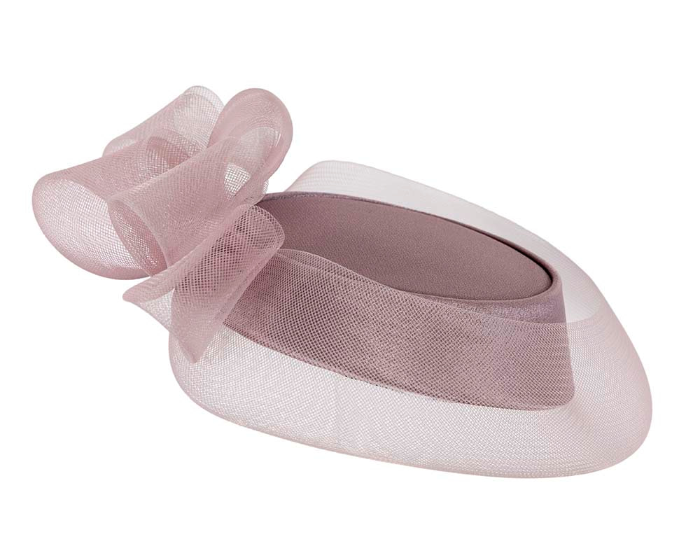 Custom made mauve cocktail hat by Cupids Millinery - Image 4