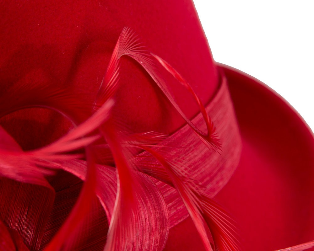 Red cloche winter fashion hat by Fillies Collection - Image 5