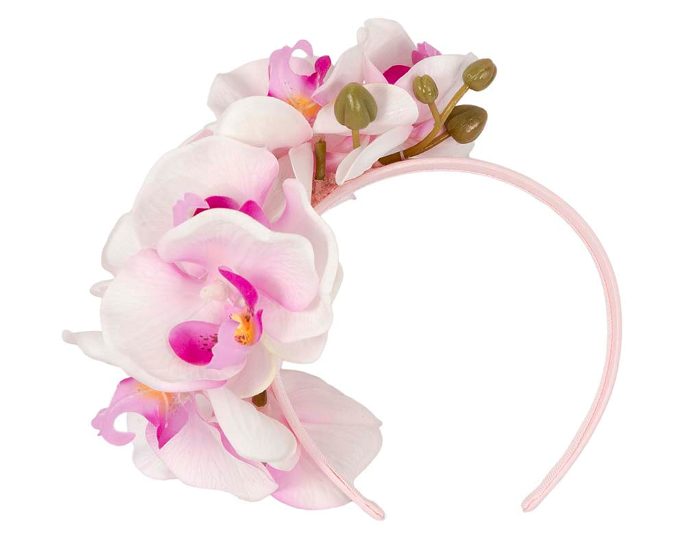 Life-like pink orchid flower headband by Fillies Collection - Image 2