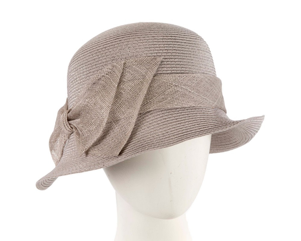 Silver cloche hat with bow by Max Alexander