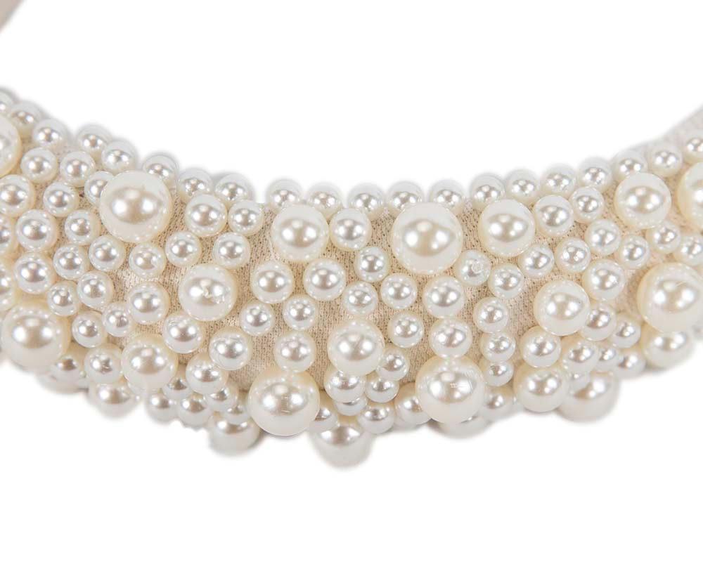 Cream pearls fascinator headband - Image 3