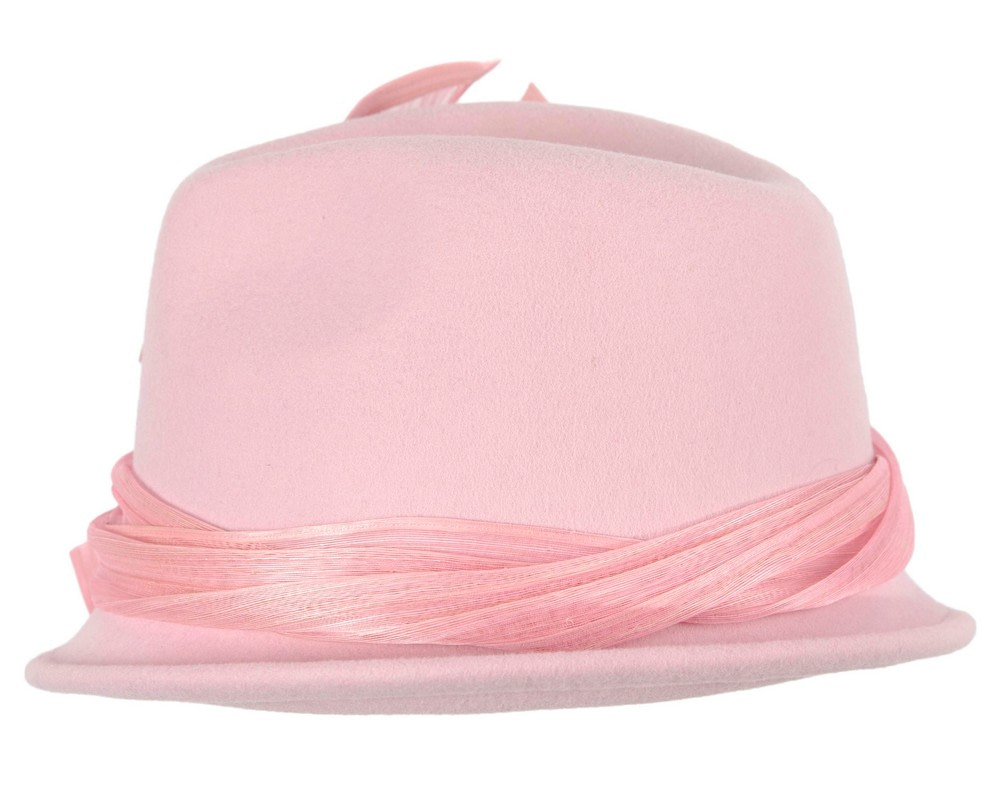 Fashion pink ladies winter felt fedora hat by Fillies Collection - Image 3