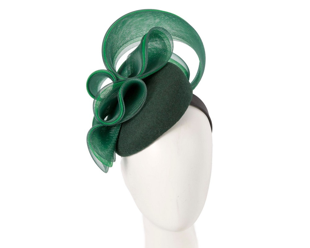 Green winter racing pillbox fascinator by Fillies Collection