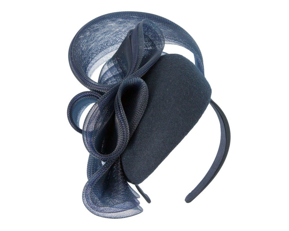 Navy winter racing pillbox fascinator by Fillies Collection - Image 2