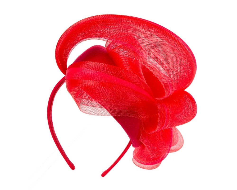 Red winter racing pillbox fascinator by Fillies Collection - Image 6