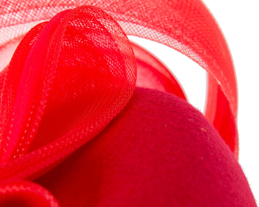 Red winter racing pillbox fascinator by Fillies Collection - Image 5