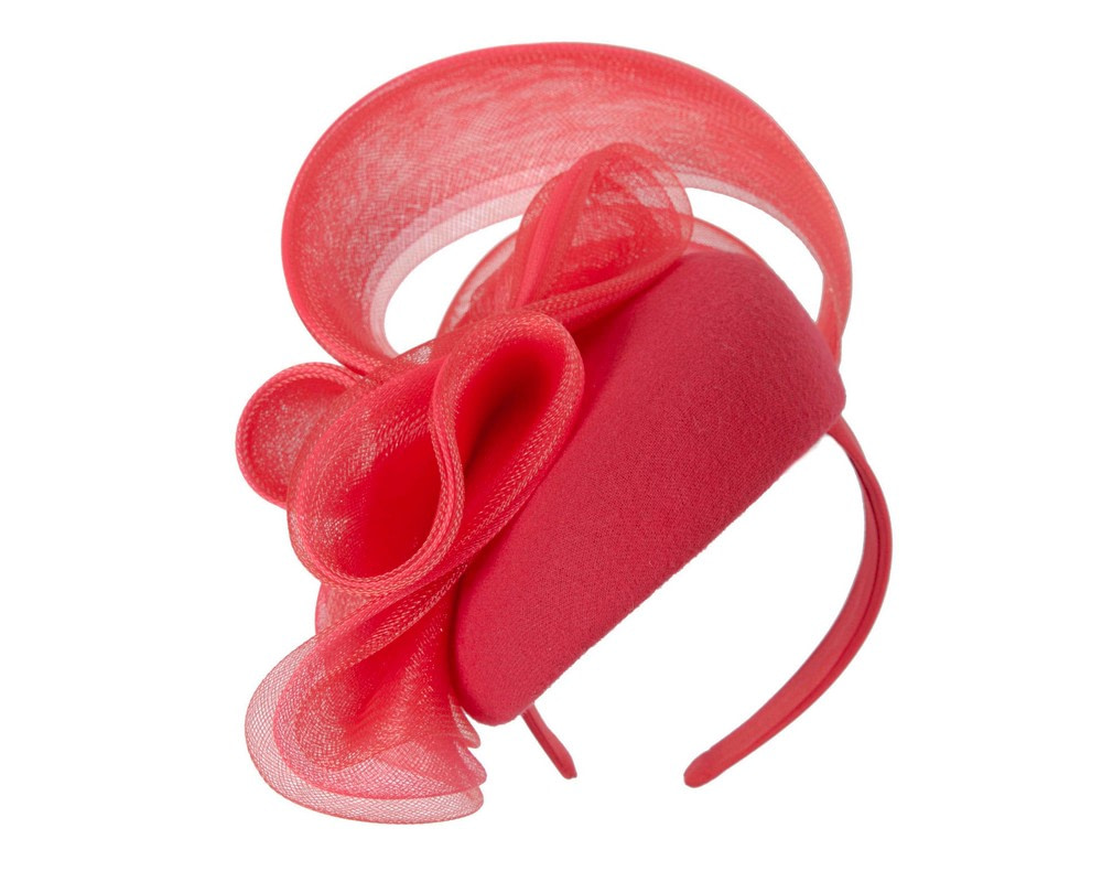 Red winter racing pillbox fascinator by Fillies Collection - Image 2