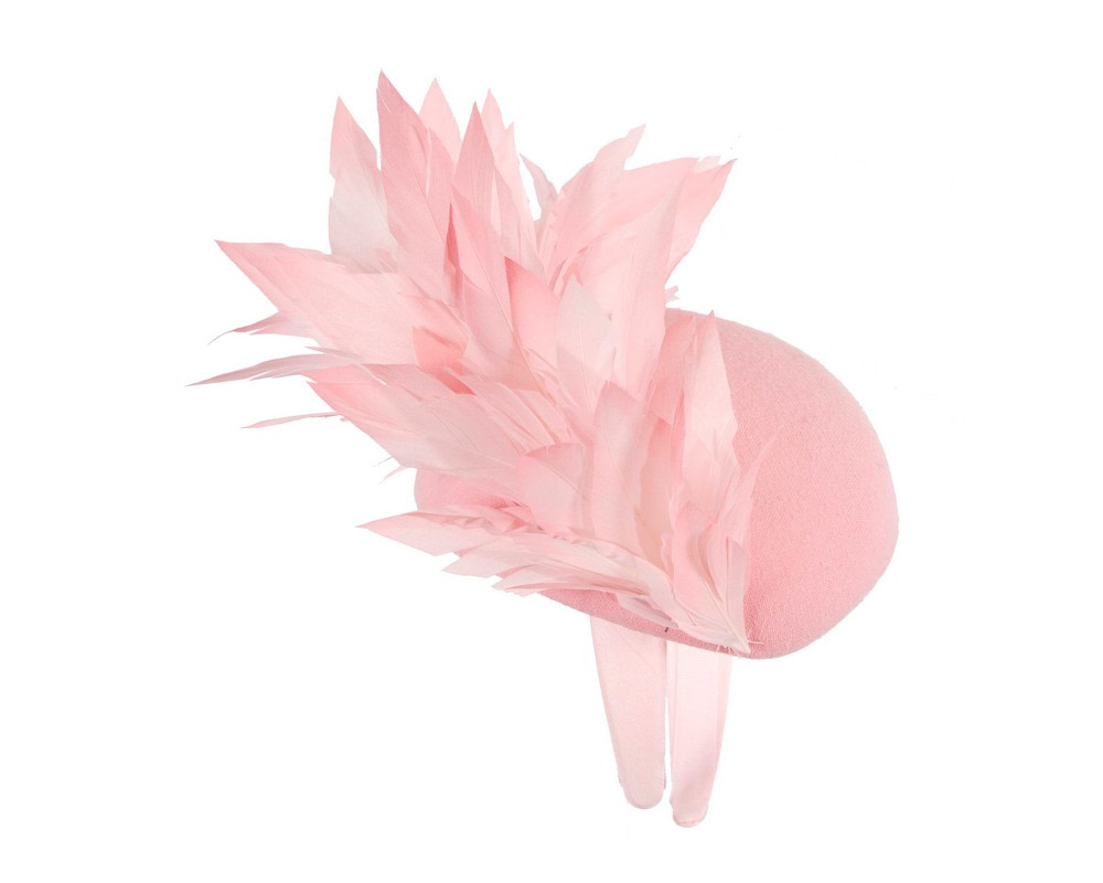 Wine & pink winter racing fascinator with feathers - Image 4