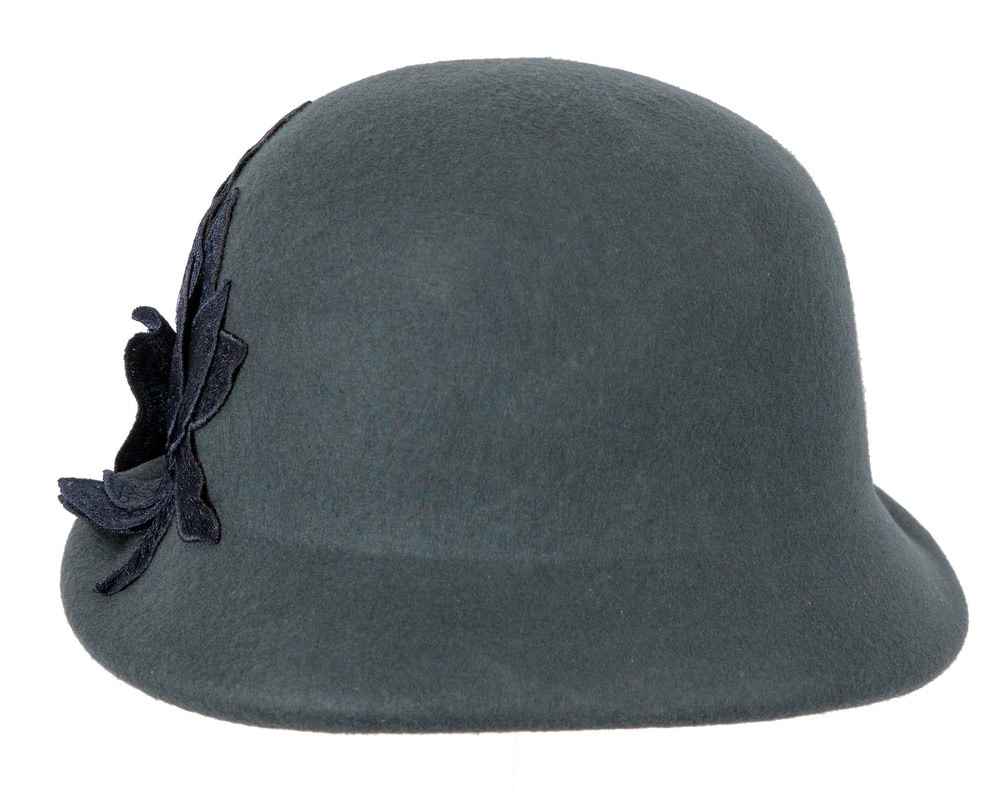 Blue grey felt cloche winter hat by Max Alexander - Image 6