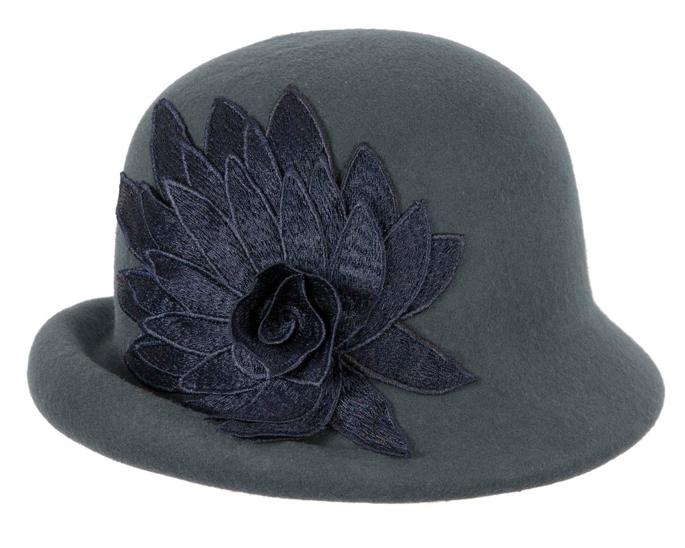Blue grey felt cloche winter hat by Max Alexander - Image 4