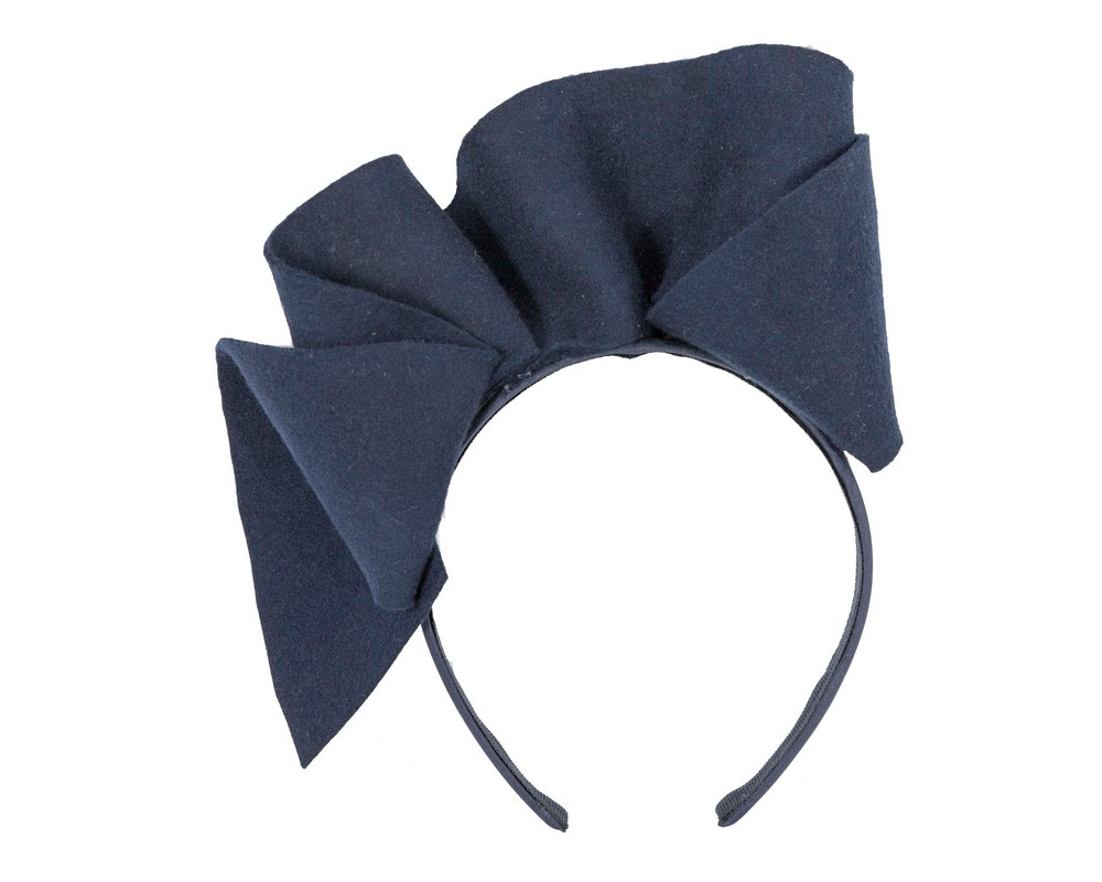 Navy felt winter fascinator by Max Alexander - Fascinators.com.au Navy felt winter fascinator by Max Alexander - Image 2