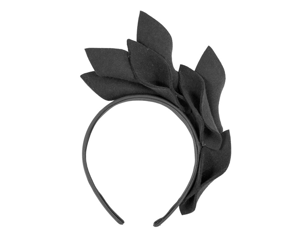 Black felt winter racing fascinator by Max Alexander - Fascinators.com.au Black felt winter racing fascinator by Max Alexander - Image 4