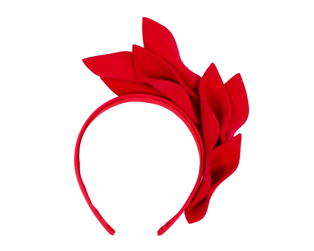 Red felt winter racing fascinator by Max Alexander - Image 4