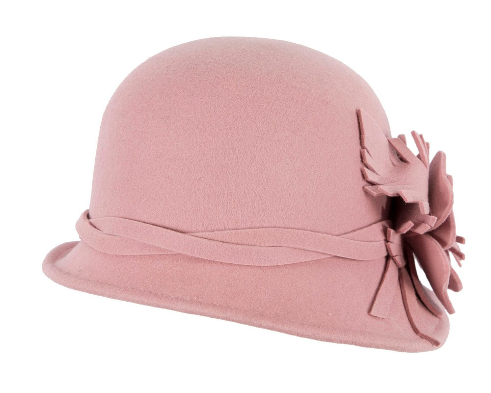 Pink winter felt cloche hat by Max Alexander - Image 6
