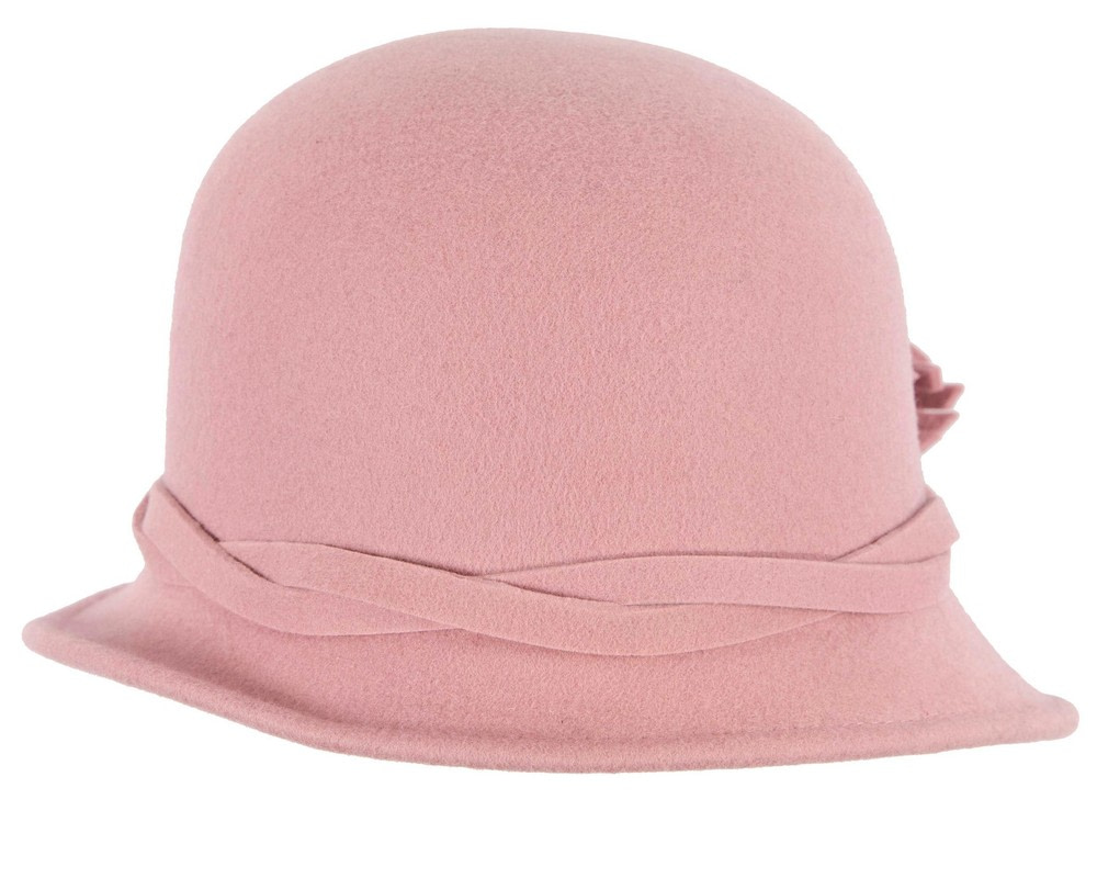 Pink winter felt cloche hat by Max Alexander - Image 3