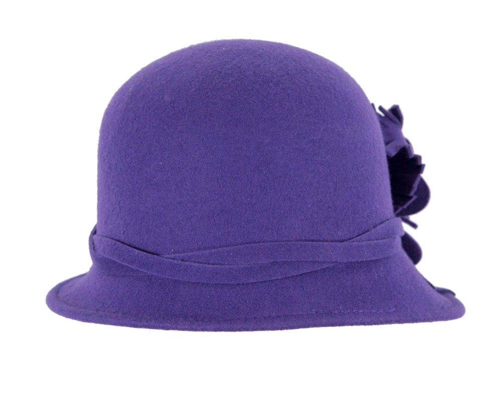 Purple winter felt cloche hat by Max Alexander - Fascinators.com.au Purple winter felt cloche hat by Max Alexander - Image 3
