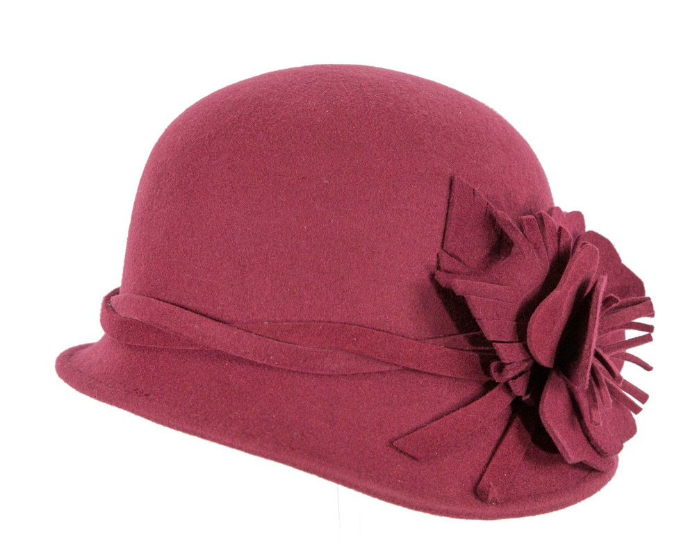 Burgundy wine winter felt cloche hat by Max Alexander - Fascinators.com.au Burgundy wine winter felt cloche hat by Max Alexander - Image 6