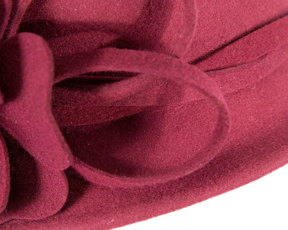 Burgundy wine winter felt cloche hat by Max Alexander - Fascinators.com.au Burgundy wine winter felt cloche hat by Max Alexander - Image 5