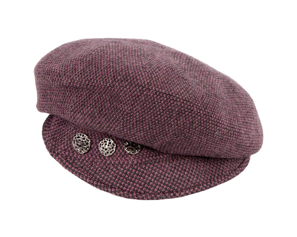Classic warm burgundy wool beaked cap. Made in Europe - Image 2