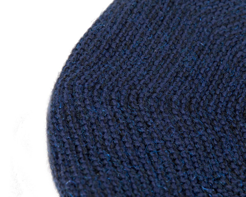 Classic warm crocheted navy wool beret. Made in Europe - Image 3