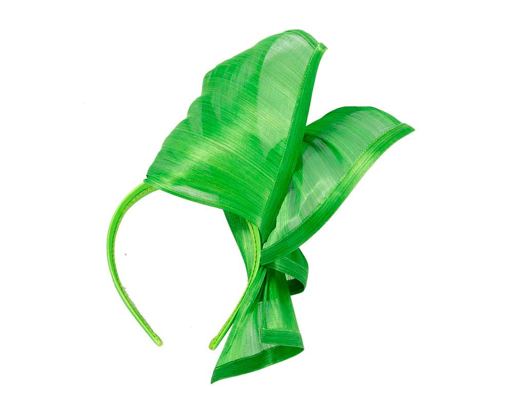 Twisted lime silk abaca fascinator by Fillies Collection - Fascinators.com.au Twisted lime silk abaca fascinator by Fillies Collection - Image 4