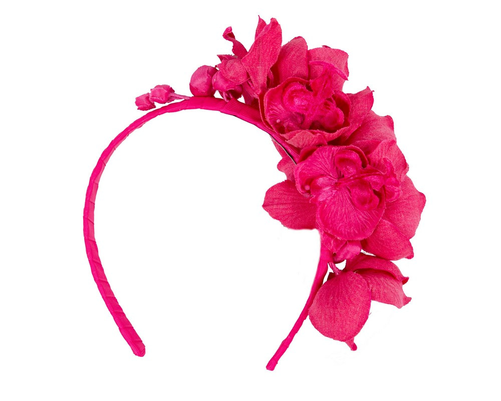 Fuchsia orchid flower fascinator - Image 4