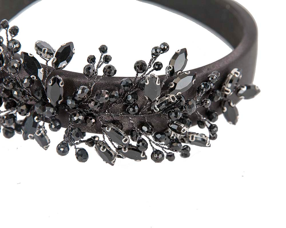 Black crystal headband fascinator - Image 3