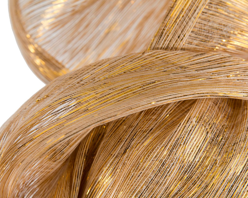 Gold silk abaca fascinator by Fillies Collection - Image 5