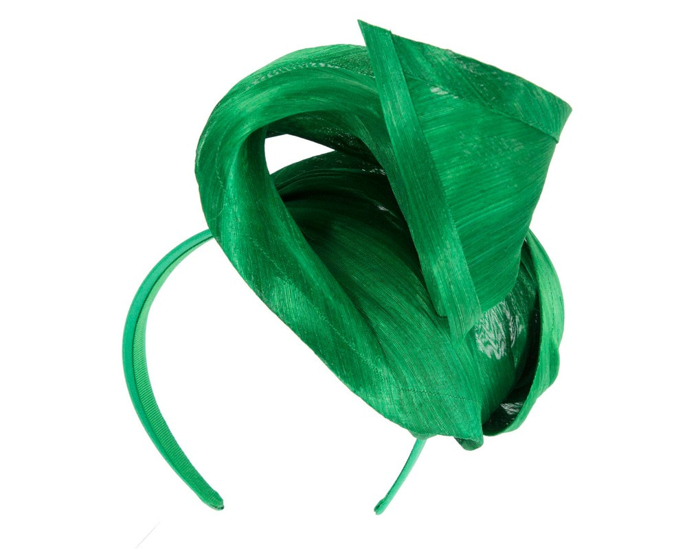 Green silk abaca fascinator by Fillies Collection - Fascinators.com.au Green silk abaca fascinator by Fillies Collection - Image 6
