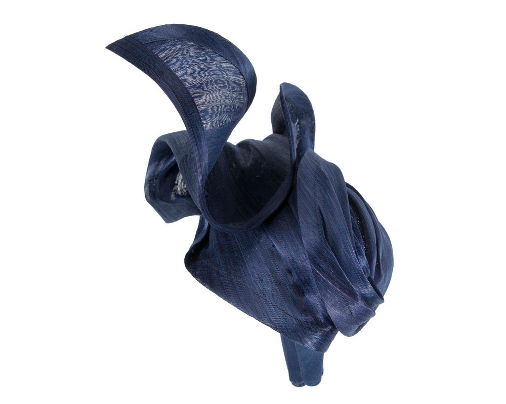 Navy silk abaca fascinator by Fillies Collection - Image 4