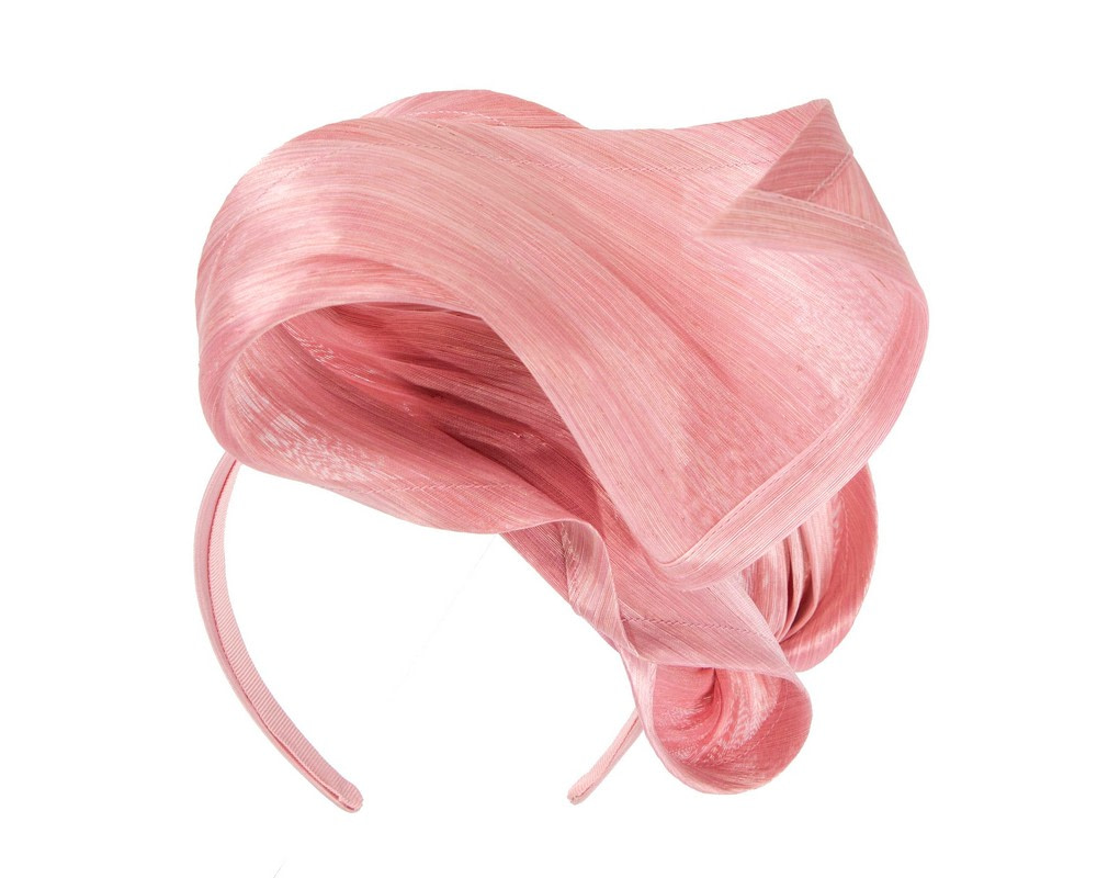 Pink silk abaca fascinator by Fillies Collection - Fascinators.com.au Pink silk abaca fascinator by Fillies Collection - Image 6