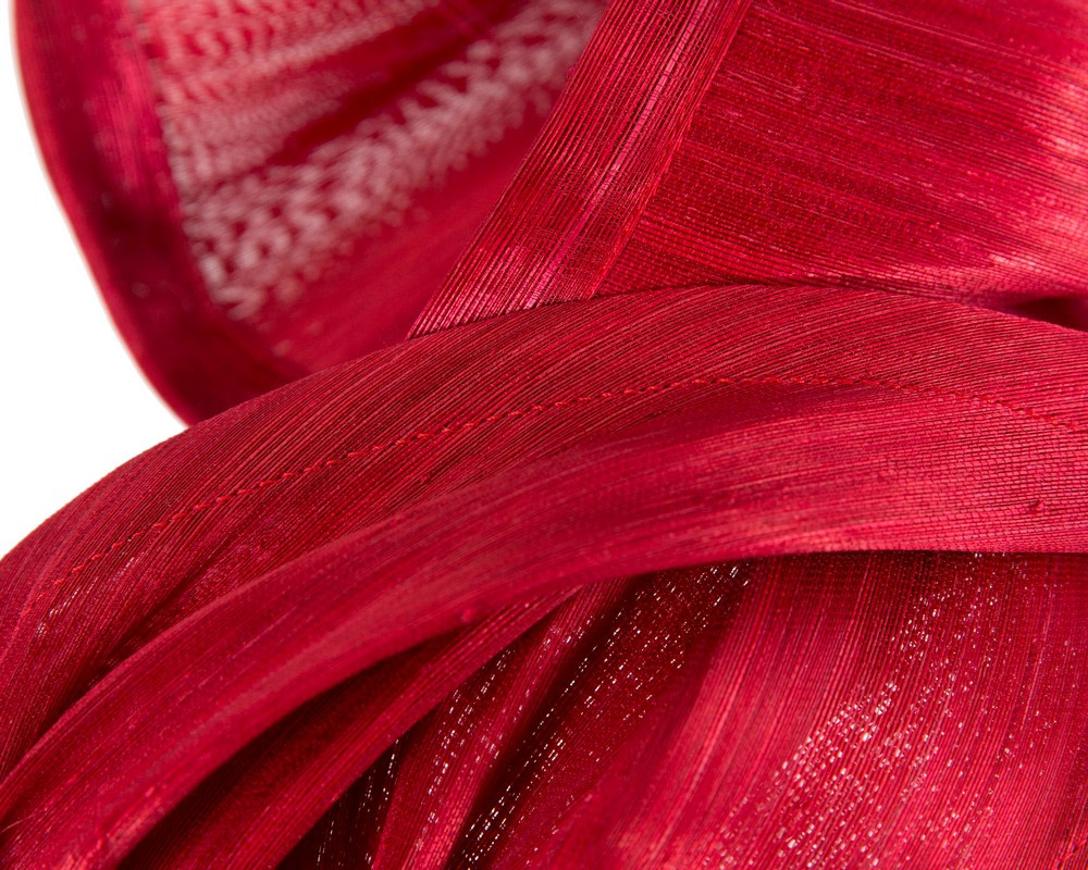 Red silk abaca fascinator by Fillies Collection - Fascinators.com.au Red silk abaca fascinator by Fillies Collection - Image 5
