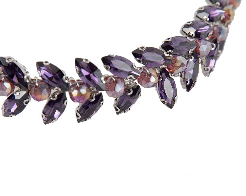 Petite purple crystal fascinator headband - Image 3