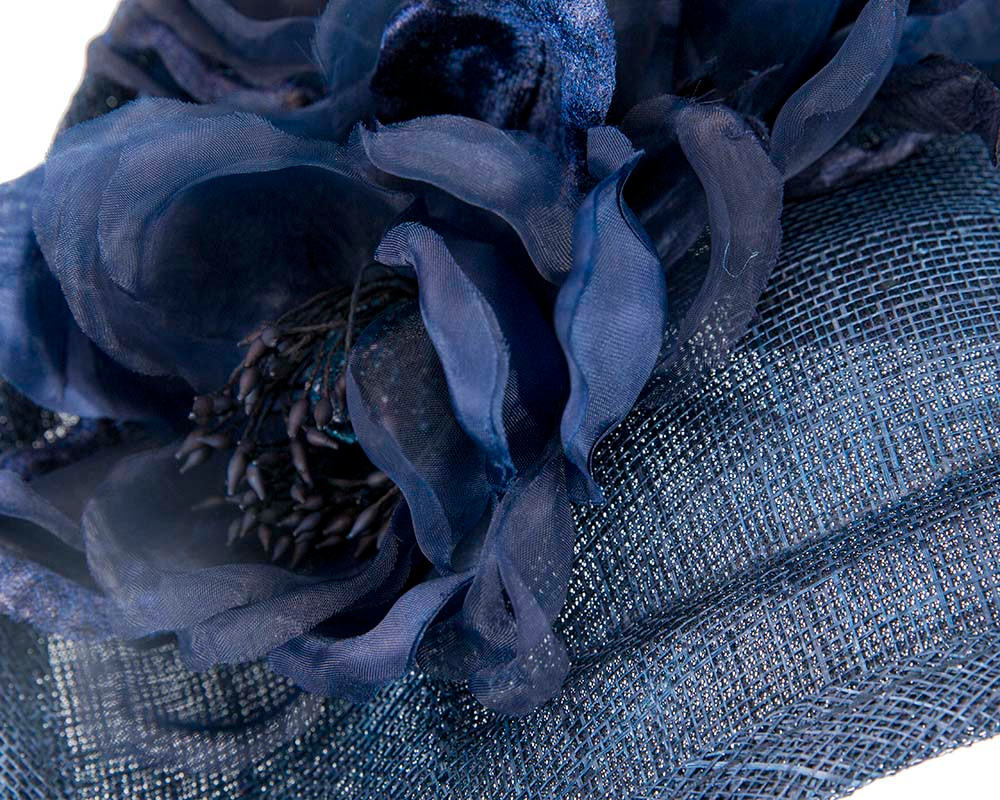 Navy fascinator with large flower by Max Alexander - Image 5
