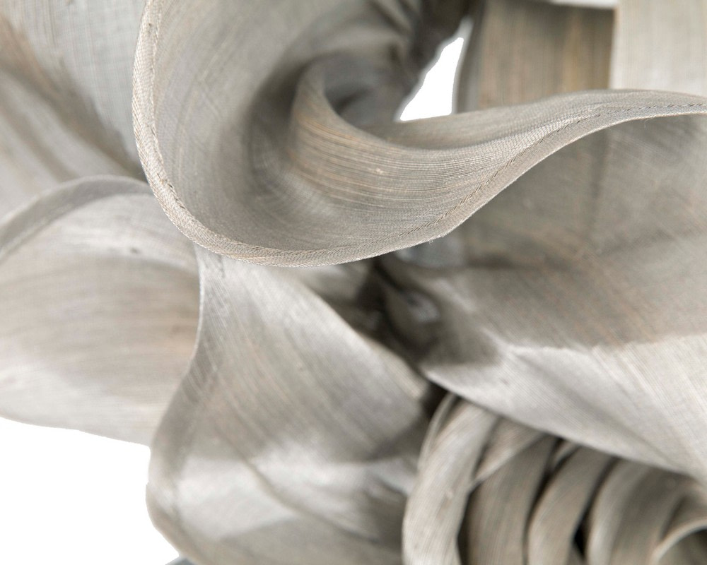 Exclusive silver silk abaca racing fascinator - Fascinators.com.au Exclusive silver silk abaca racing fascinator - Image 3