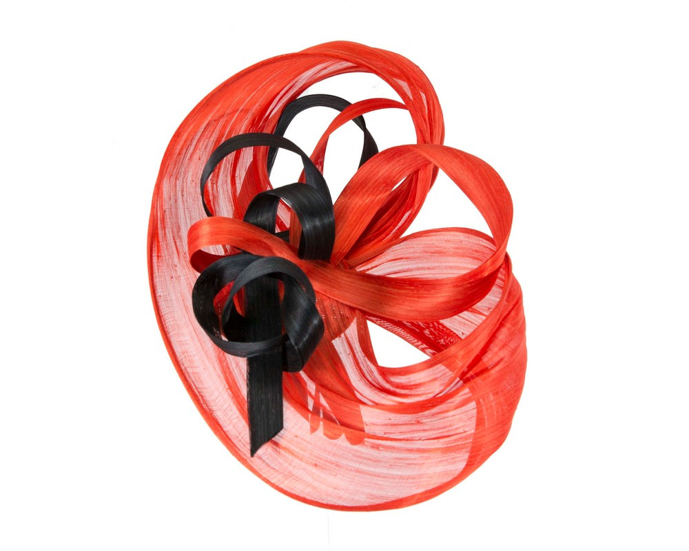Large bespoke orange & black fascinator by Fillies Collection - Image 4